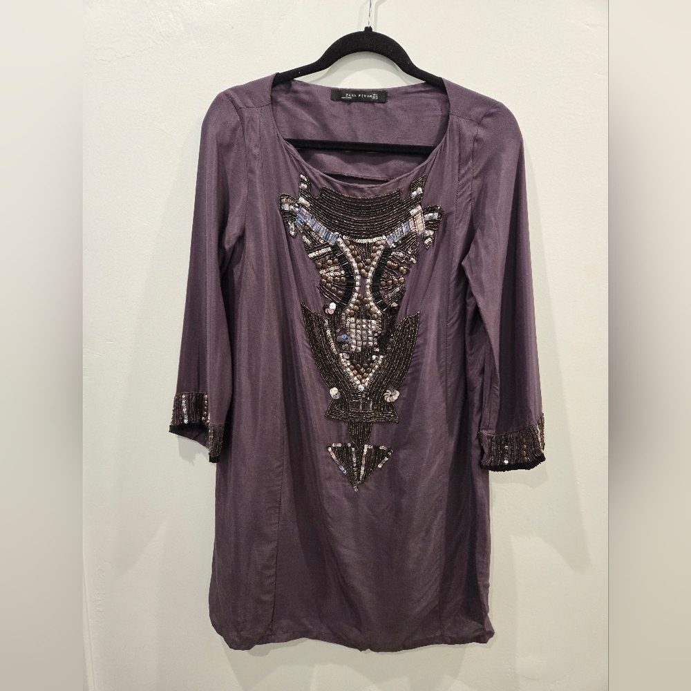 Zara Woman Beaded Tunic Dress. Size Medium. Good preowned condition.